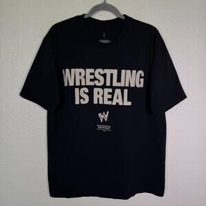 WWE Shirt Mens Large Wrestling Is Real John Cena The Rock Travis Scott Tshirt